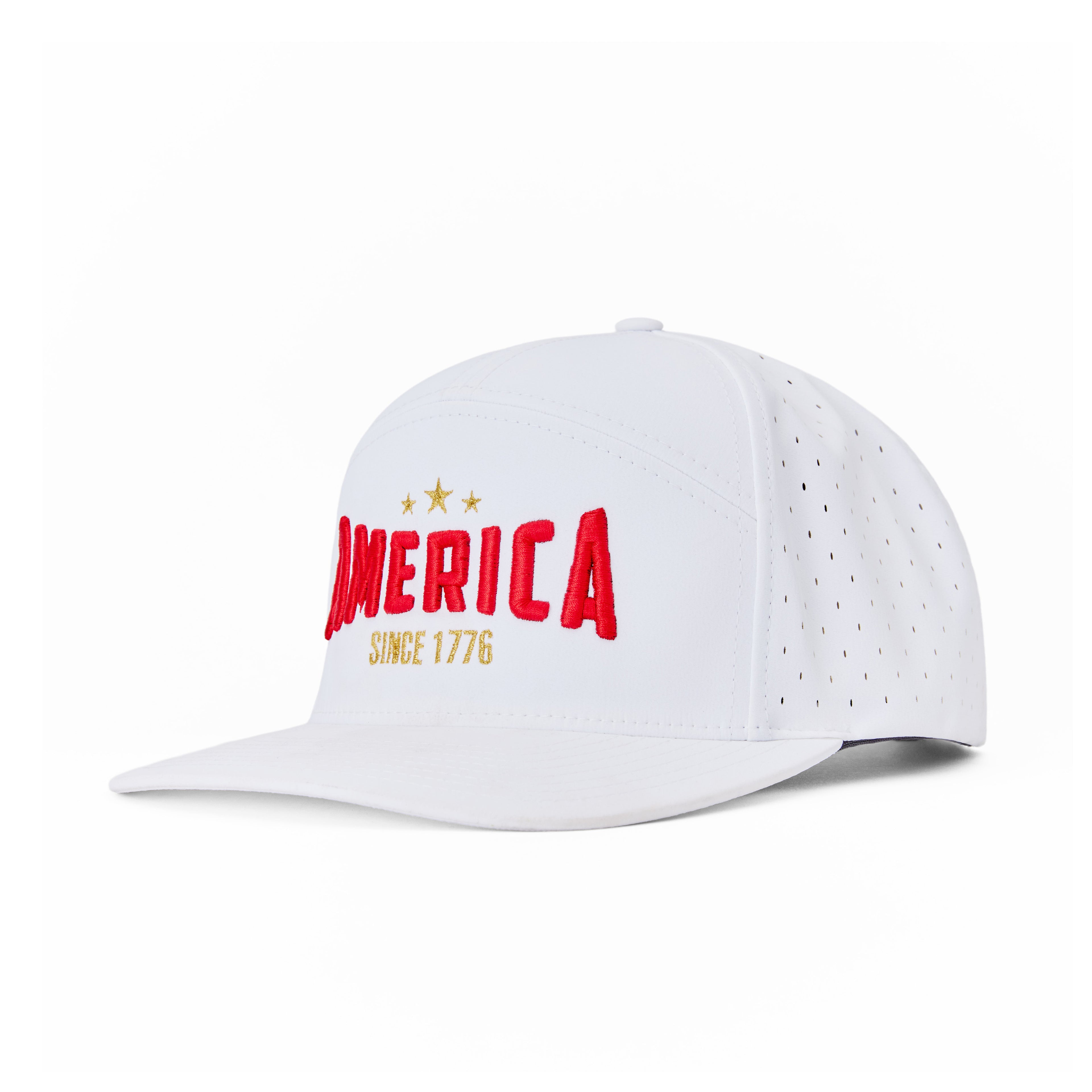 Seven Panel “America” Trucker Cap - White
