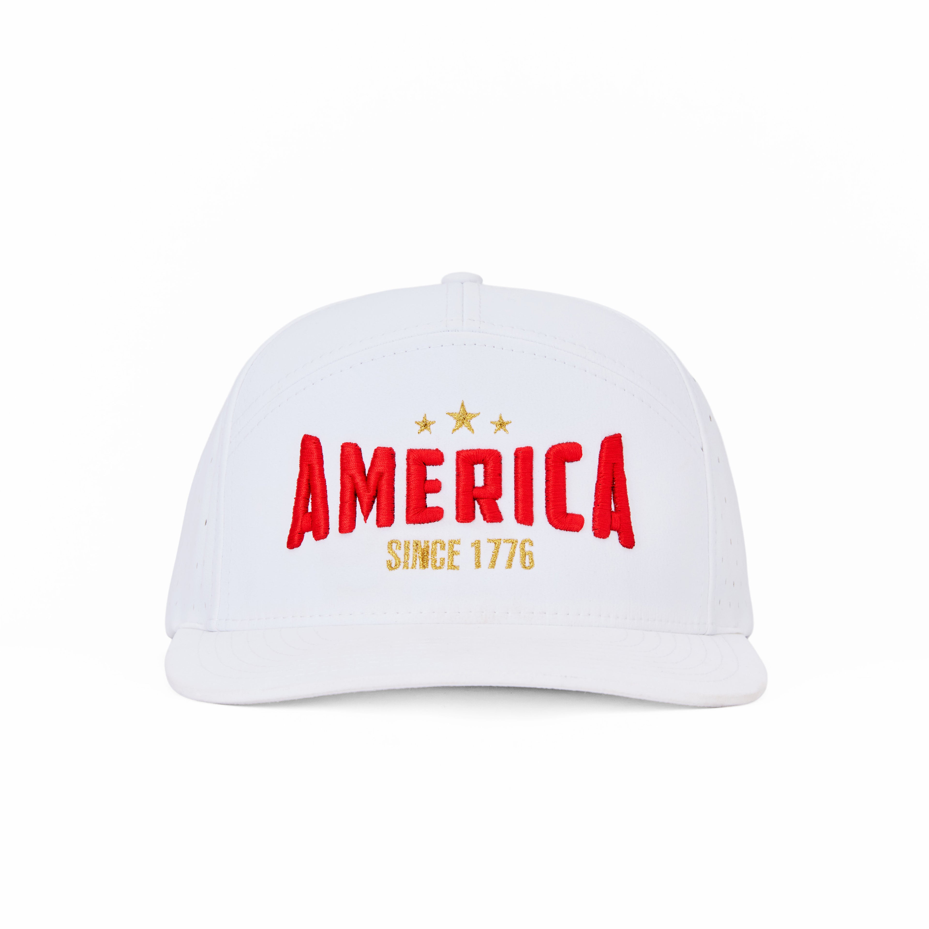 Seven Panel “America” Trucker Cap - White