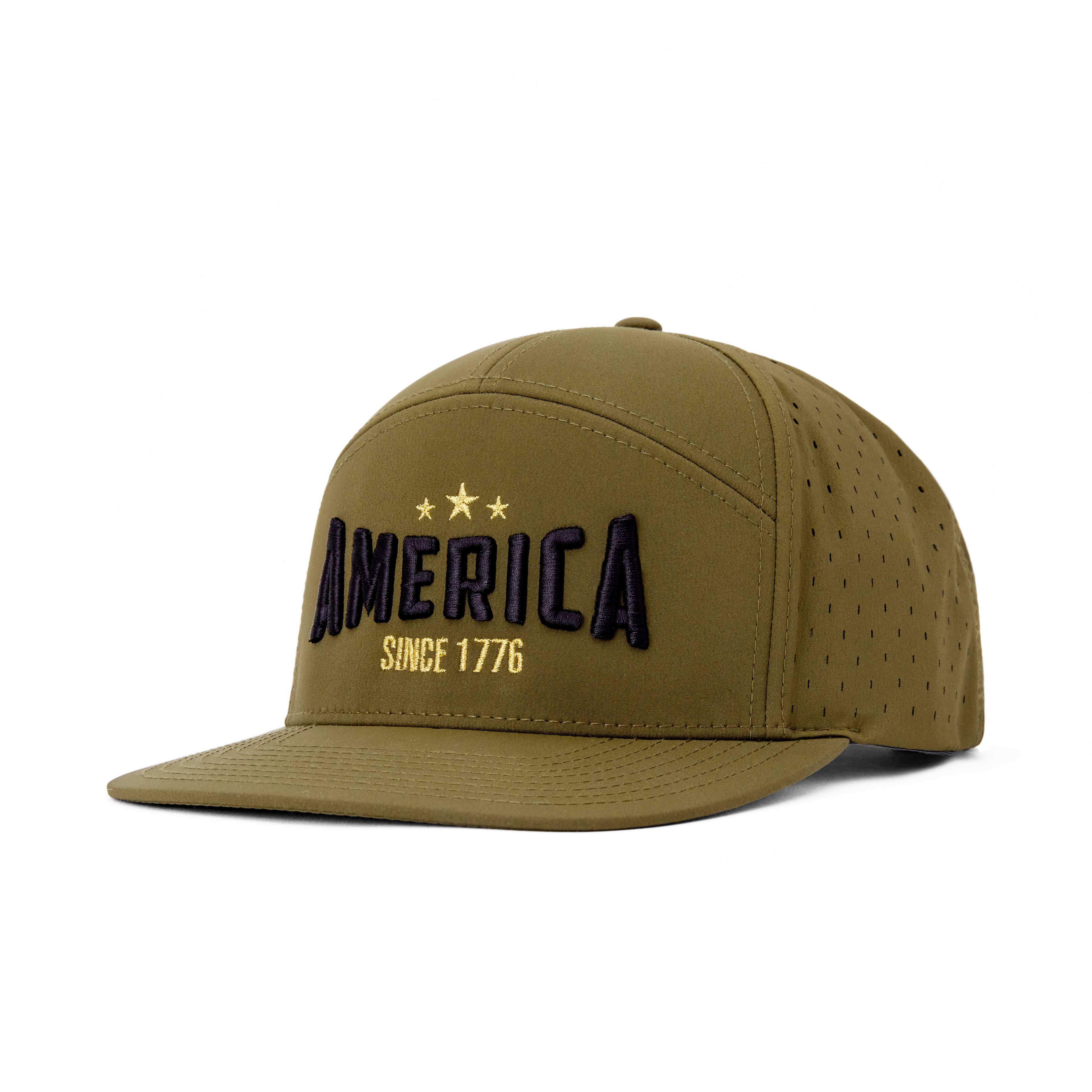 Seven Panel “America” Trucker Cap - Moss