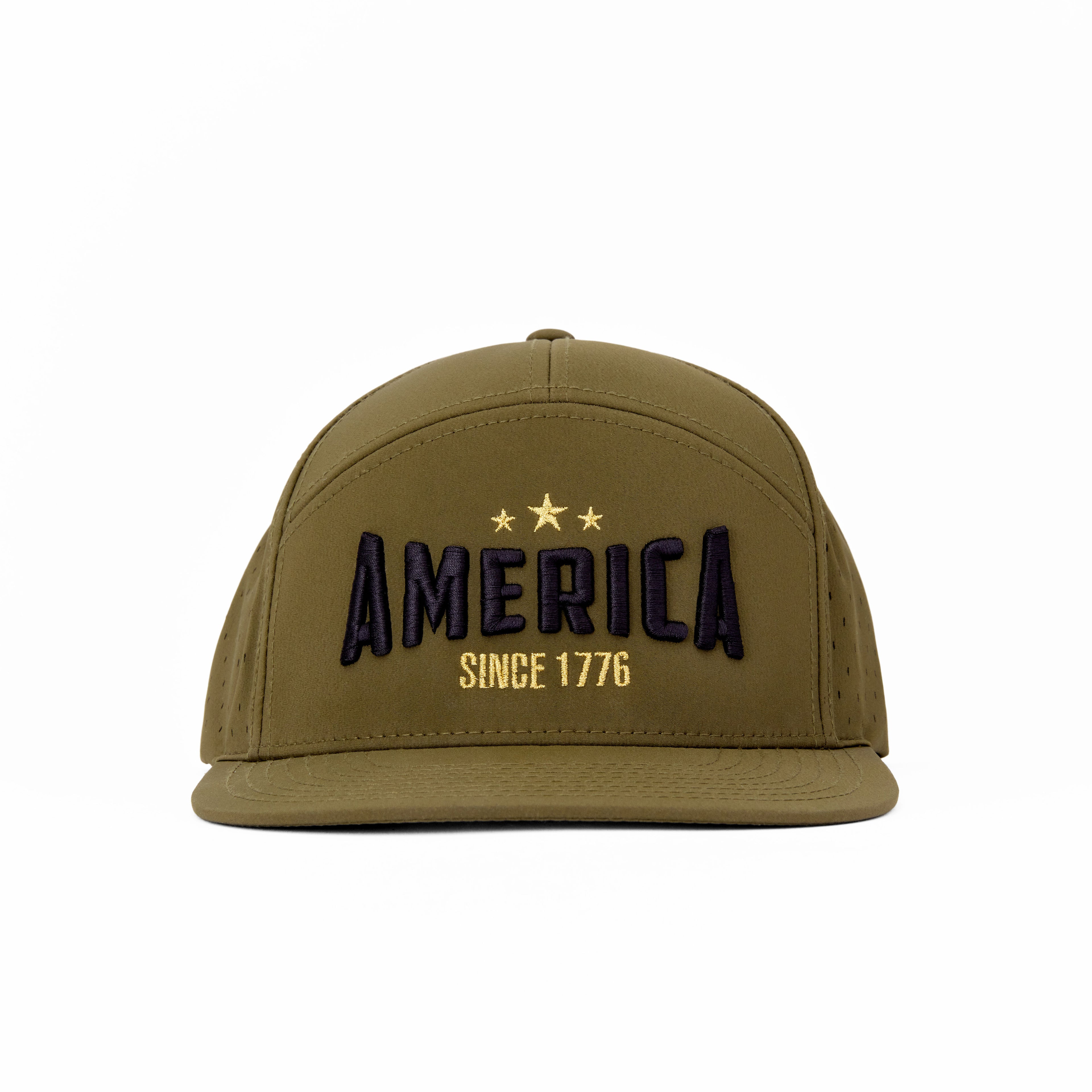 Seven Panel “America” Trucker Cap - Moss